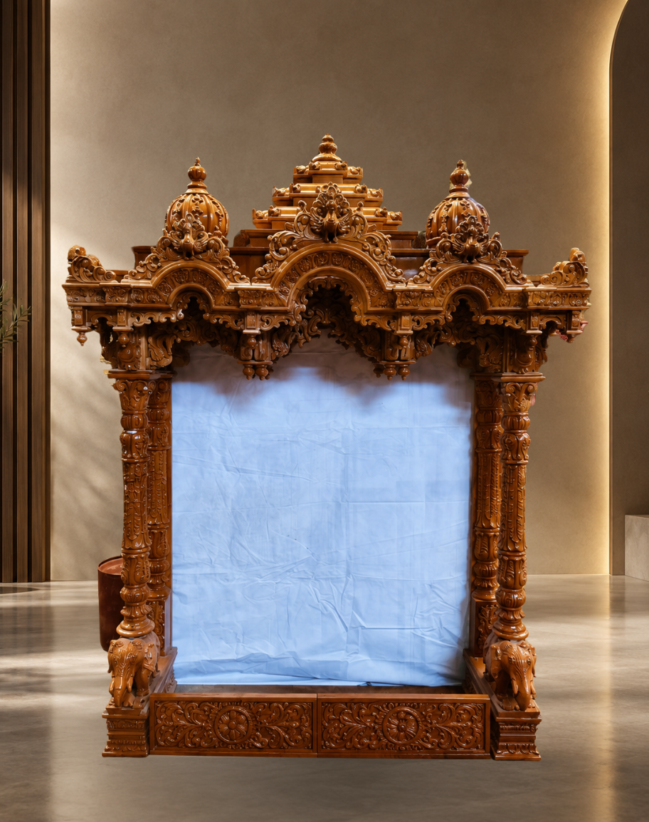 Handcrafted Teak Wood Grand Mandir
