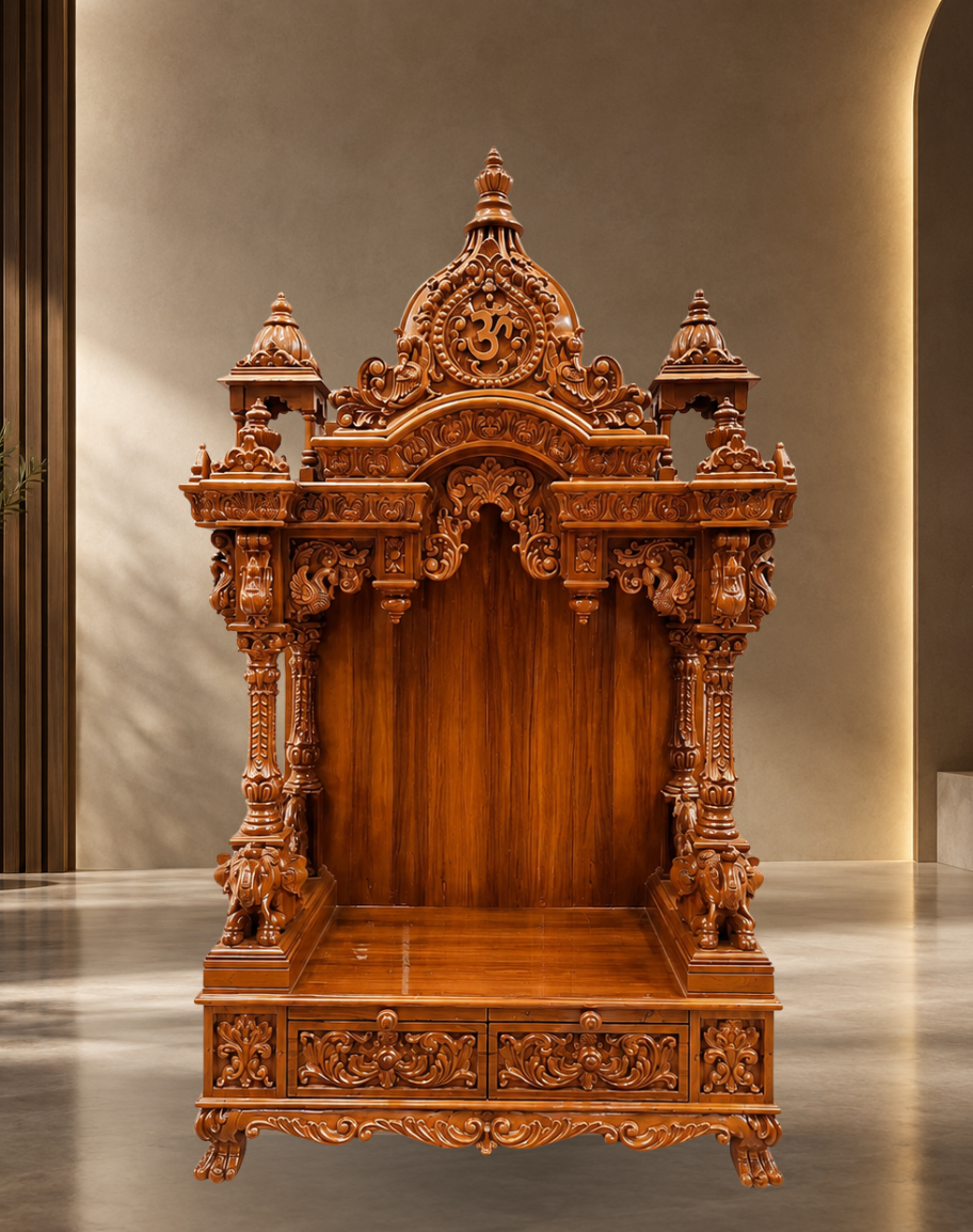 Handcrafted Teak Wood Grand Mandir